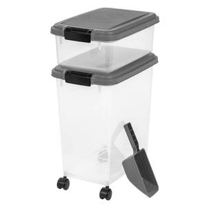 lot 36708 image: IRIS 3-Piece Airtight Pet Food Container Combo - Dark Gray