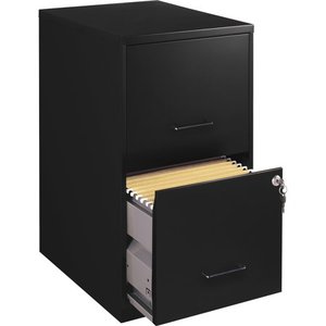 lot 36720 image: Lorell 2 Drawers Vertical Steel Lockable Filing Cabinet, Black