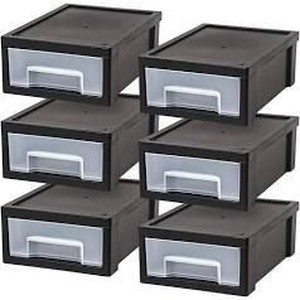 lot 36723 image: Iris Small Desktop Stacking Drawer, BlackClear