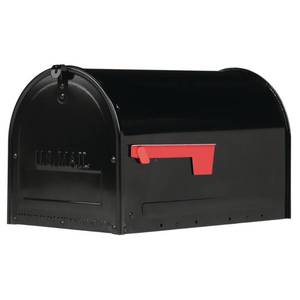 lot 36748 image: Gibraltar Mailboxes Marshall Locking Large Capacity Galvanized Steel Black Post Mount Mailbox, MLM16KB1