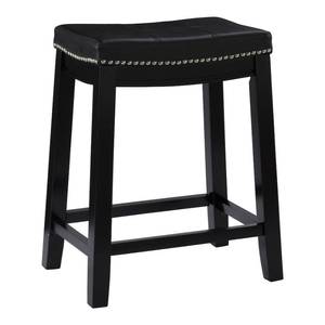 lot 36759 image: Claridge Leather Saddle 26 Counter Stool Black - Linon