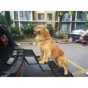 lot 36785 image: Upgraded Pet Dog Car Step Stairs, Accordion Folding Pet Ramp for Indoor Outdoor Use, Lightweight Portable Auto Large Dog Ladder, Great for Cars, Trucks and SUVs Cargo, Couch and High Bed, 4 Steps