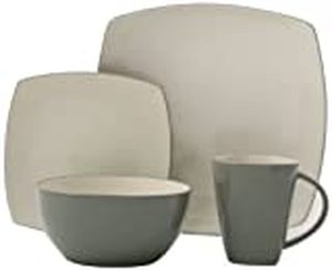 lot 36793 image: Gibson Tutone Soho Lounge 16-Piece Dinnerware Set, Green and Ivory
