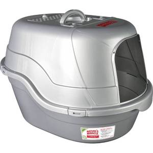 lot 36804 image: Natures Miracle Silver Oval Hooded Flip Top Cat Litter Box