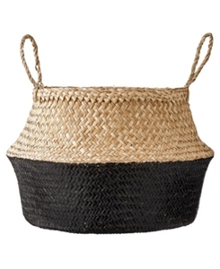 lot 36810 image: Seagrass Basket with Handles - NaturalBlack (19) - 3R Studios