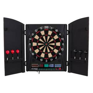lot 36812 image: Arachnid Bullshooter Marauder 5.0 Electronic Soft Tip Dartboard Cabinet Set with Integrated Wood Doors Ideal for Any Game Room