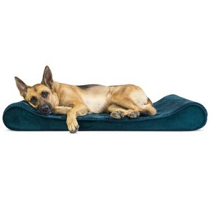 lot 36822 image: FurHaven Pet Dog Bed Orthopedic Minky Plush & Velvet Luxe Lounger Pet Bed for Dogs & Cats, Spruce Blue, Jumbo