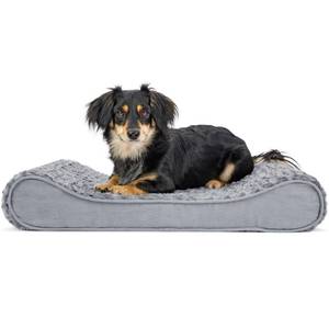 lot 36828 image: Furhaven Pet Dog Bed  Orthopedic Ultra Plush Faux Fur Ergonomic Luxe Lounger Cradle Mattress Contour Pet Bed w Removable Cover for Dogs & Cats, Gray, Medium
