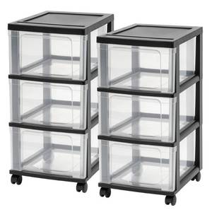lot 36832 image: IRIS USA 3-Drawer Narrow Rolling Cart, 2 Pack, Black