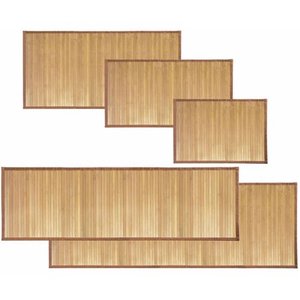 lot 36849 image: iDesign Formbu Bamboo Floor Mat Non-Skid, Water-Resistant Runner Rug for Bathroom, Kitchen, Entryway, Hallway, Office, Mudroom, Vanity , 72 x 24, Natural Tan