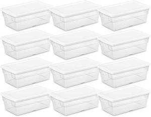 lot 36860 image: Sterilite 16428012 6 Quart5.7 Liter Storage Box, White Lid with Clear Base (Pack of 12)