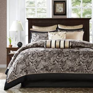 lot 36876 image: Black& Silver Charlotte Jacquard Complete Multiple Piece Comforter Set (King) - 12 Piece