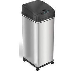 lot 36878 image: 13 Gallon Stainless Steel Glide Touchless Trash Can