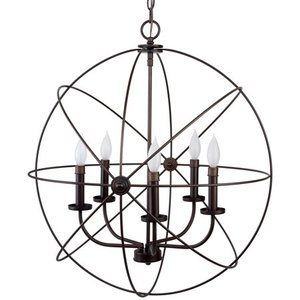 lot 38002 image: Kira Home Orbits II Large 24 5-Light Modern SphereOrb Chandelier Bronze