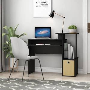 lot 38012 image: Furinno 12095BKBR Econ Multipurpose Home Office Computer Writing Desk with Bin, BlackBrown