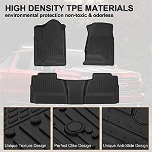 lot 38014 image: KIWI MASTER Floor Mats Liners Compatible for 2014-2018 Chevrolet SilveradoGMC Sierra 1500 Crew Cab, 2015-2019 SilveradoSierra 25003500 HD Crew Cab Front & 2nd Seat All Weather Protector Mat Black