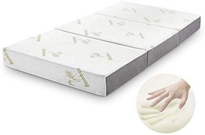lot 38019 image: Folding Mattress, Inofia Memory Foam Tri-fold Mattress with Ultra Soft Removable Cover Twin 6-Inch