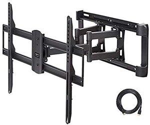 lot 38055 image: AmazonBasics Dual Arm Full Motion TV Mount, 37-Inch to 80-Inch, S63A, black