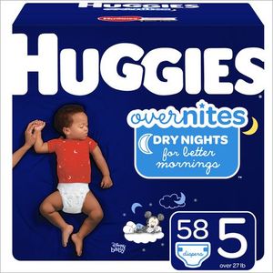 lot 36905 image: HUGGIES OverNites Diapers, Size 5, 58 Count