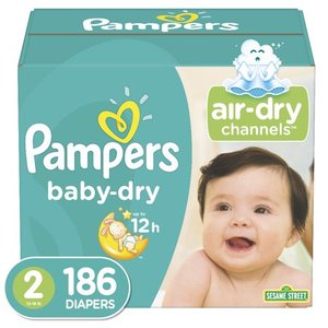 lot 36906 image: Pampers Baby Dry Diapers Size 2 186 Count