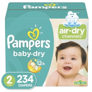 lot 36907 image: Pampers Baby Dry Disposable Diapers One Month Supply - Size 2 (234ct)
