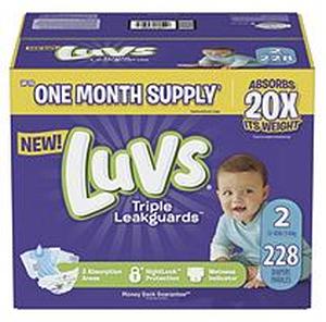 lot 36909 image: Luvs Disposable Diapers Ginormous Pack - Size 2 (228ct)