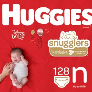 lot 36915 image: HUGGIES Little Snugglers Diapers, Size Newborn, 128 Count