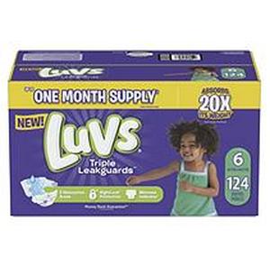 lot 36920 image: Luvs Disposable Diapers Ginormous Pack - Size 6 (124ct)