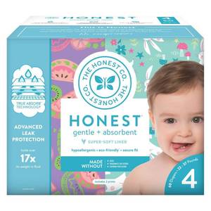 lot 36924 image: Honest Company Disposable Diapers Club Box Bunnies & Sliced Fruit - Size 4 (60ct), BunniesSliced Fruit