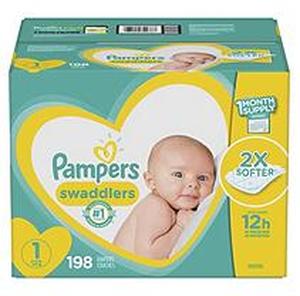 lot 36926 image: Pampers Swaddlers Disposable Diapers One Month Supply - Size 1 (132 ct)