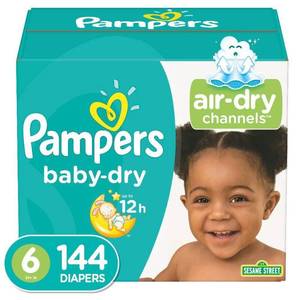 lot 36927 image: Pampers Baby Dry Disposable Diapers One Month Supply - Size 6 (144ct)