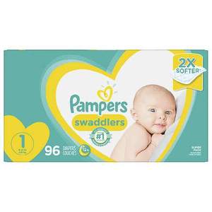 lot 36932 image: Diapers Newborn  Size 1 (8-14 lb), 96 Count - Pampers Swaddlers Disposable Baby Diapers, Super Pack