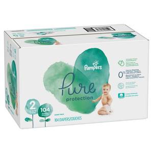 lot 36937 image: Pampers Pure Protection Disposable Diapers Giant Pack - Size 2 (104ct )