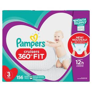 lot 36948 image: Pampers Cruisers 360 Disposable Diapers One Month Supply - Size 3 (156ct)