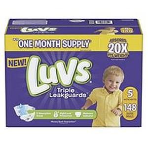 lot 36952 image: Luvs Disposable Diapers Ginormous Pack - Size 5 (148ct)