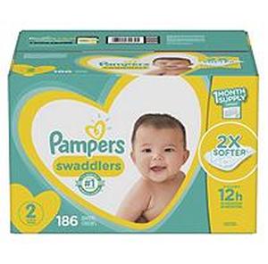 lot 36963 image: Pampers Swaddlers Disposable Diapers One Month Supply - Size 2 (186ct)