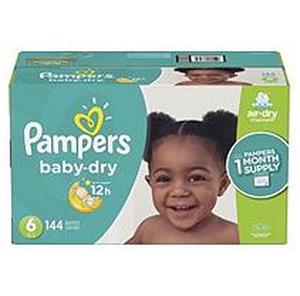 lot 36966 image: Pampers Baby Dry Disposable Diapers One Month Supply - Size 6 (144ct)