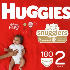 lot 36969 image: Huggies Little Snugglers Diapers - Size 2 (186ct), Factory Sealed - Shipping Damage
