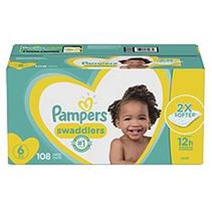 lot 36970 image: Pampers Swaddlers Diapers Size 6 108 Count