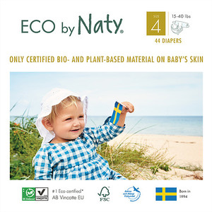 lot 30240 image: Eco by Naty Disposable Diapers for Sensitive Skin (Chemical, dioxin & fragrance-free) - 44.0 ea 2pk