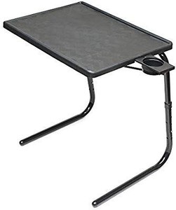 lot 30241 image: Table Mate II Folding TV Tray Table and Cup Holder with 6 Height and 3 Angle Adjustments the Original TV Tray (Black)
