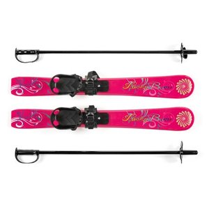 lot 30260 image: Lucky Bums Toddler Kids Beginner Snow Skis and Poles Set, Pink