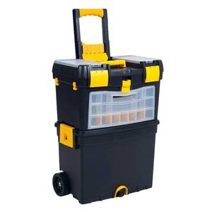 lot 30261 image: Heavy Duty Rolling Toolbox with Foldable Comfort Handle and Removable Top Storage ��Chest & Cabinet Storage Box, Garage Toolbox Organizer by Stalwart
