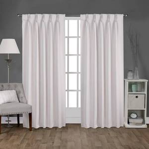 lot 30270 image: Sateen Pinch Pleat Woven Blackout Back Tab Window Curtain Panel Pair Vanilla 52x84 - Exclusive Home, Adult Unisex, White