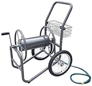 lot 30323 image: Liberty Garden 880-2 Industrial 2-Wheel Pneumatic Tires Garden Hose Reel Cart, Holds 300-Feetof 58-Inch Hose - Gray