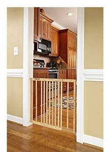 lot 39189 image: Storkcraft Easy Walk-Thru Wooden Safety Gate, White Adjustable Baby Safety Gate For Doorways and Stairs, Great for Children and Pets