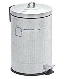 lot 39190 image: WENKO 18688100 Pedal bin New York Easy Close - soft closing mechanism, sheet metal look, capacity 5.28 gal, Zinc plated metal, 12.2 x 18.7 x 12.2 inch, Matt