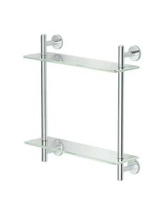 lot 39191 image: Gatco 1392C Latitude II 17 L Two-Tier Glass Shelf, Chrome