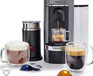 lot 39197 image: Nespresso by DeLonghi ENV155TAE VertuoPlus Deluxe Coffee and Espresso Machine Bundle with Aeroccino Milk Frother by DeLonghi, Titan