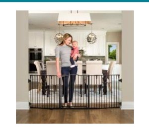 lot 39221 image: Regalo Deluxe Home Accents 74-Inch Widespan Safety Gate, Includes 4 Pack of Wall Mounts